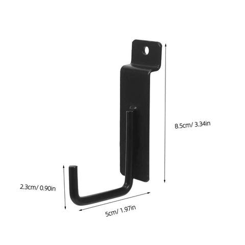 Black Iron Slat Wall Panel Hooks Set for Garage Storage and Retail Display abrasion resistant, single hook with measurements