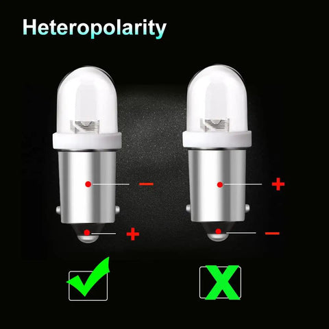 Ba9s LED Bulbs for Pinball Machines Replacement 6V DC 70 Lumen White 6500K Soft Warm Glow No Shadow Lighting Polarity Diagram