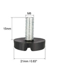 M6 15mm adjustable furniture leveler with threaded foot, 21mm diameter, for maintaining solid balance on furniture.