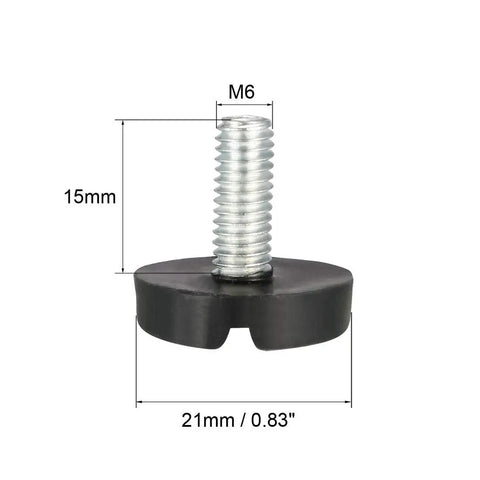 M6 15mm adjustable furniture leveler with threaded foot, 21mm diameter, for maintaining solid balance on furniture.