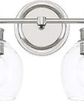 Dope Mid Century Clear Glass Bath Vanity Wall Light Polished Nickel Finish Dual Light Fixture 200 Watts Max E26 Socket