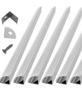 6-Pack 1ft Aluminum LED Channel System with V Shape Diffuser Cover End Caps and Mounting Clips for Indoor LED Strips