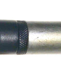 Side view of Two Pack Spring Loaded Pull Pin Kit With One Half Inch Diameter Plunger One Inch Diameter By One And A Half Inch Length Weld On Steel Barrel Jumbo Round Hard Plastic Knob Knurled Nut Rock Solid Heavy Duty Locating And Fastening.