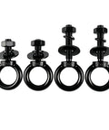 Beefy Four Piece Heavy Duty Lifting Ring Eye Bolt Kit In Stainless Steel 304 With Nuts Washers And Spring Washers M12 By 50mm Threads Half Inch By Two Inch Size Easy Install For Hoisting And Rigging, black ring bolts