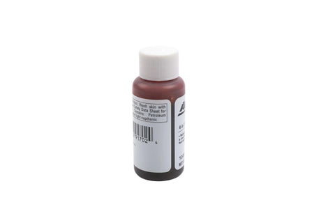 ACDelco leak-detection dye bottle, 1 oz, brown plastic container with white cap, side view