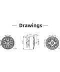 Technical drawings of Specter 1804-3500KV 4S Brushless Motor for 3-3.5 inch FPV freestyle drones showing dimensions and design