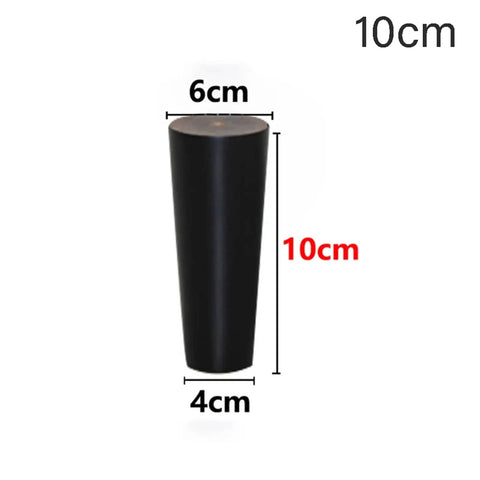 Black Wooden Tapered Furniture Leg 10cm Height, Adjustable 6 To 20 Cm Height, Solid Wood Construction, For Sofas And Cabinets