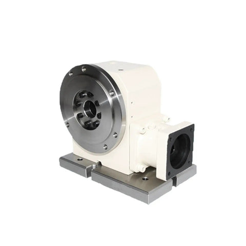 Built Tough Cnc Fourth Axis Rotary Dividing Head With Seven Fifty Watt Ac Servo Motor And K11 Chuck, showcasing precise engineering and robust design.