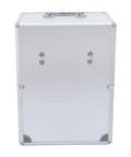 Durable 24 Slot Cell Phone Locker With Rugged Lock And Aluminum Build Easy Setup Classroom Office storage cabinet front view.