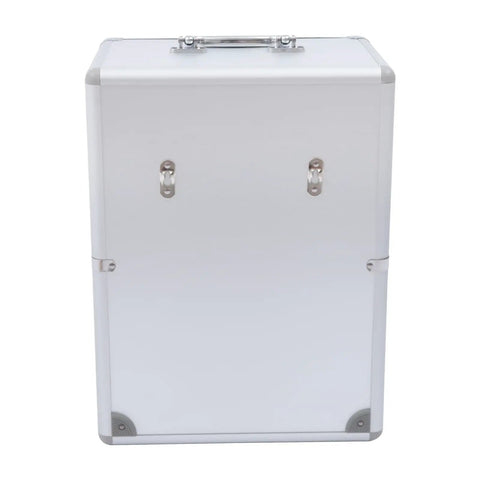 Durable 24 Slot Cell Phone Locker With Rugged Lock And Aluminum Build Easy Setup Classroom Office storage cabinet front view.