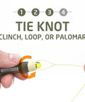 Using Fishing Knot Tying Tool With Line Threader And Eyelet Grip Jig Head And Hook Clipper Four Step No Fuss Grip Glide Tie Clip System