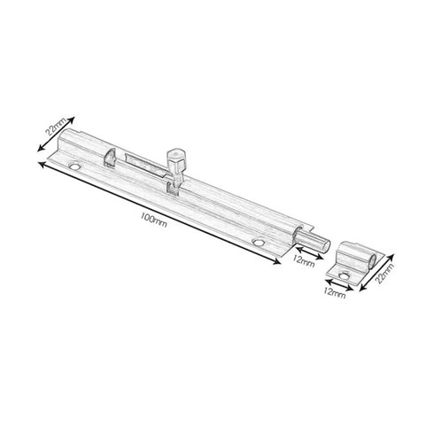 Rock Solid Sliding Bolt Door Latch With Slick Auto Return Action Premium Bronze 100Mm Pocket Door Catch dimensions and details.