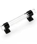 10 Pack 3.75 Inch Center To Center Cabinet Pulls Round Tube Acrylic Black Modern Drawer Handles For Kitchen And Bathroom Cabinets Zinc Alloy Base Durable Hardware clear acrylic handle with black accents