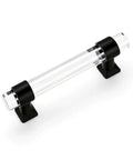 5 Pack Cabinet Pulls For Kitchen And Bedroom 3.54 Inch Center-To-Center Black Zinc Alloy With Clear Acrylic Tubes 4.8 Inch Total Length Modern Handle