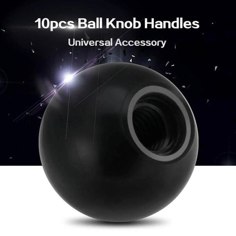 Universal Ball Knob Set For Machines, 10 Pcs Plastic Round Black Handles, Close-Up View