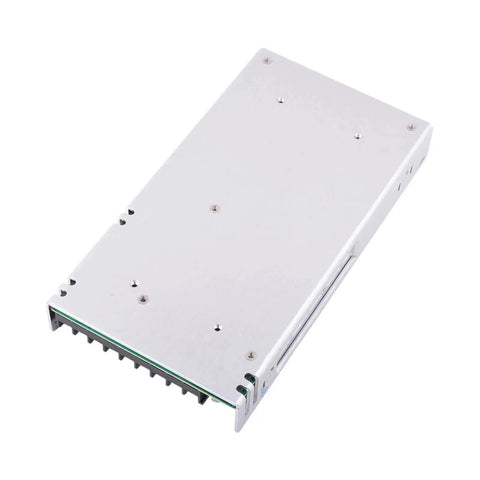 Rugged 200W 24V 8.8A Industrial Enclosed AC DC Power Supply With Fanless Metal Case High Efficiency Up To Eighty Nine Point Five Percent Operating Range Minus Twenty Five Celsius To Plus Seventy Celsius Five G Vibration Resistance, angled top view