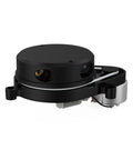 Side view of RPLIDAR X4 Pro 2D Lidar Sensor for 360 Degree Scanning and Robot Navigation, compact and black, with 12Hz scan rate.