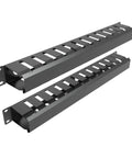 2 Pack All Metal 1U Horizontal Rack Mount Cable Manager With 12 Big Finger Slots For 19 Inch Server Racks Or Cabinets Heavy Duty Cold Rolled Steel With Powder Coating Secure Back Of Rack Cable Organization