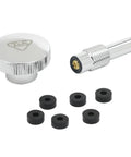 Parts Kit For Dipperwell Faucet With 56 Inch Pull Down Spray Wand, featuring chrome handle and seals, durable brass construction