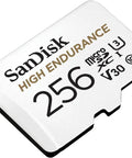 256GB High Endurance MicroSDXC Card With Adapter For Dash Cams And Home Monitoring Systems, C10 U3 V30 4K UHD Ready