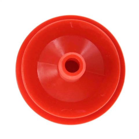 Top view of Heavy-Duty Lawn Mower Inline Gas Fuel Filter 1/4 Inch ID, 150 Micron Element, red plastic material