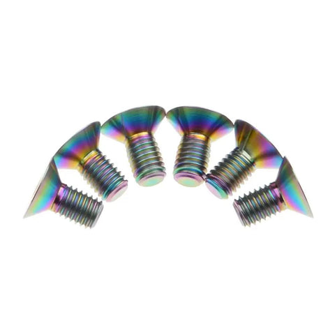 Top Shelf Gr5 Titanium Bolts M5 X 10 mm Hex Socket Countersunk Head 6 Piece Rainbow Finish, lightweight titanium fasteners.