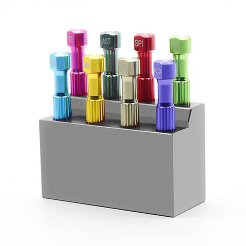 8 Piece Abutment Technician Tools Screwdrivers Kit With Gray Stand Box Pro Grade Portable Set For Precise Fixes And Quick Field Work