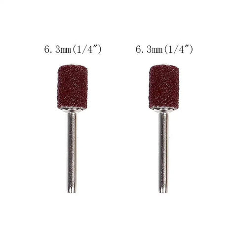 Pro Grade 120 Grit Sanding Drum Bands Set For Rotary Tool Kit With 2 Mandrels, featuring two 6.3mm mandrels with silicon carbide sleeves.