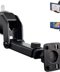 Wireless CarPlay And Android Auto 7 Inch HD Touch Screen Car Stereo mount with adjustable arm and suction cup, black plastic