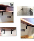 Heavy Duty Wall Mount Floating Shelf Brackets Right Angle Corner Iron L Brackets Rust Resistant Finish installed under wooden shelf