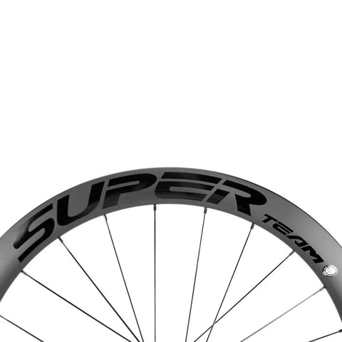 High-Performance 50mm Carbon Fiber Disc Brake Wheelset For Road Bikes, 700c Clincher With UD Matte Finish and decals