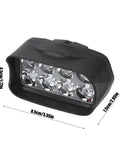 Ultra Bright Universal Headlight 12V To 100V LED Light for E-Bikes, showing dimensions and clear cover design.