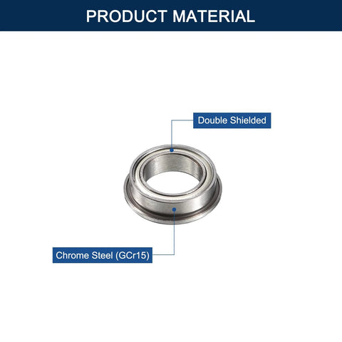 HiPicco MF128ZZ flanged ball bearing, 8 mm ID x 12 mm OD x 3.5 mm width, chrome steel GCr15, double shielded