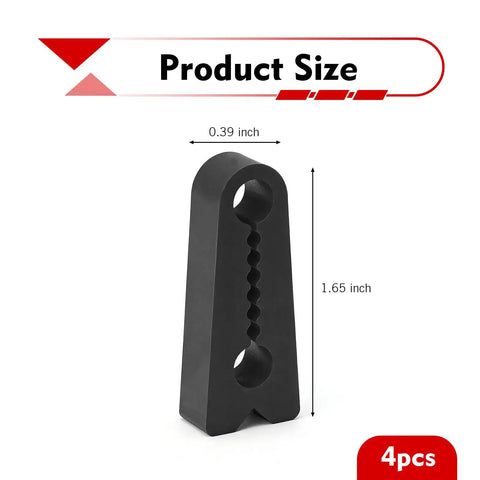 Product size of Heavy Duty Silicone Car Door Slam Blockers Four Piece Set Universal Vehicle Shock Absorbers in glossy black.