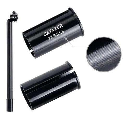 Aluminum Bicycle Seatpost Adapter Shim Sleeve 60mm fits 25.4 to 27.2mm and 27.2 to 31.8mm seat post, black CNC machined