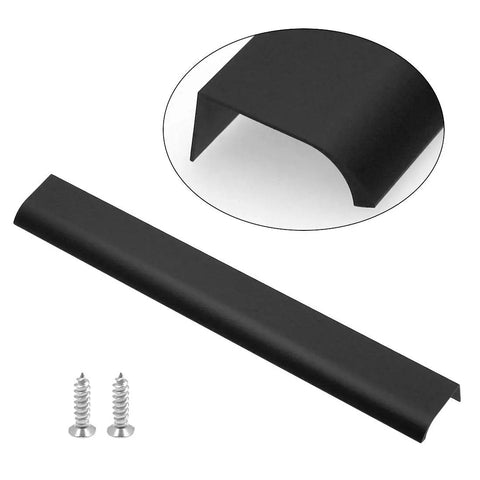 Six Pack Modern Style Finger Edge Drawer Pulls 300mm Aluminum Cabinet Handles With Screws For Kitchen Cabinets And Dressers Black Finish