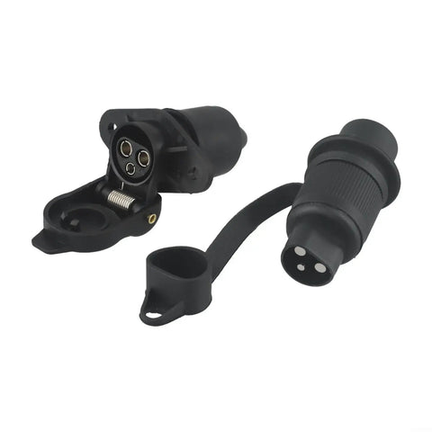 Heavy Duty 12V Trailer Adapter Plug For Din 72572/9680 with secure copper zinc contacts, black plastic housing.