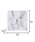 Opaline Peel And Stick Floor Tiles White Marble Look Vinyl Flooring 12x12 inches, dimensions shown with subtle marble design.