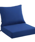 Outdoor Seat Cushion Set 24 X 24 X 4 Inch Waterproof And Fade Resistant Cushions with Removable Covers in Blue for Patio Chairs and Sofas