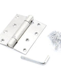Heavy Duty Stainless Steel Door Hinges 4 Inch 2 Pack With Single And Double Spring Rebound Design for Commercial Doors, screws and wrench included.