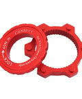 Swap-Ready Center Lock To 6-Bolt Disc Rotor Adapter For 9mm, 12mm And 15mm Hub Axles With Lock Ring And Spacer, Red