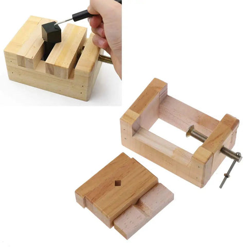 DIY Friendly Wooden Flat Vise Clamp On Bench Vise For Woodworking Carving And Engraving With Clamp On Tongs And Seal Pad Pliers