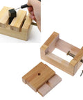 Claky Wood Working Flat Pliers And Vise Clamp For Table Bench Seal Hands Tools Fit Woodworking Carving Engraving Safe Wooden Grip hexagon design in use, showcasing wooden clamp holding a project.