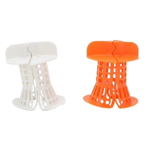 VINGVO 2 Pack Bathtub Drain Hair Catcher for Bathroom, 1.5 to 2 Inch Drains in white and orange colors, designed to trap hair and debris.