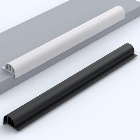 P Profile Dock Bumpers Three Pack Ten Foot Heavy Duty Wall EPDM Rubber Docking Fender in black and gray shown on surface