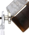 Heavy Duty Multi Functional Welding F Clamp For Pipe And Flat Plate Alignment, showcasing quick change jaws clamping a steel pipe.