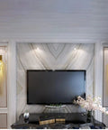 Chill Out With These Slick Modern Aluminum Wall Sconces Featuring Glare Free Led Lights Perfect For Bedroom And Living Room Vibes, stylishly mounted beside TV.
