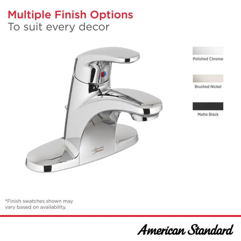 Colony Pro Single Handle Bathroom Sink Faucet With Metal Drain 1.2 GPM Polished Chrome shown with finish options.