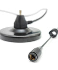 Close-up of Mag Mount Dual Band Vehicle Antenna For VHF UHF Ham Radio 2m 70cm With PL 259 Connector and magnet base