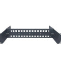 Front view of Heavy Duty 19 Inch Rack Mount DIN Rail Kit with 35mm height DIN rail, adjustable depth bracket shelf for industrial use.